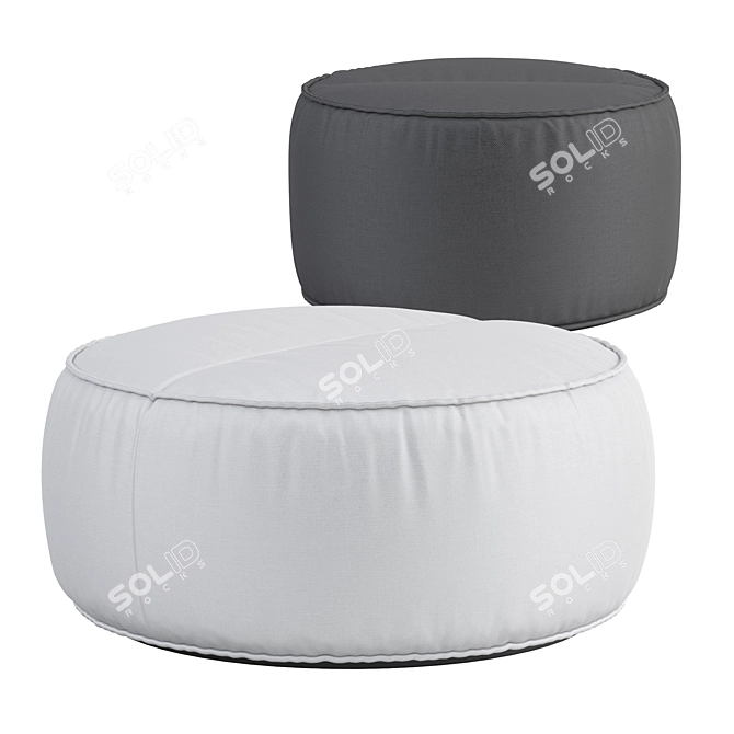 Modern Ottoman Set with 2 Stools 3D model image 1