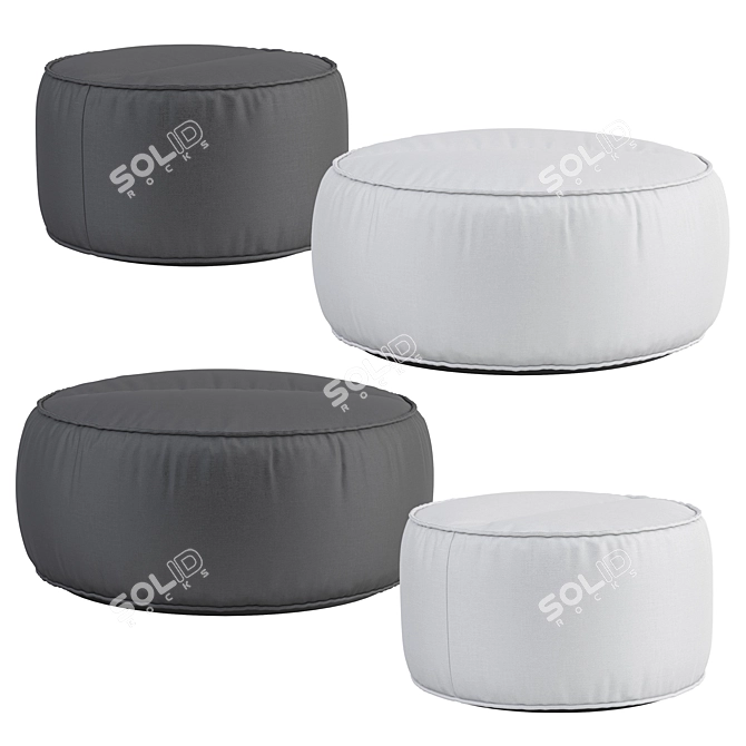 Modern Ottoman Set with 2 Stools 3D model image 3