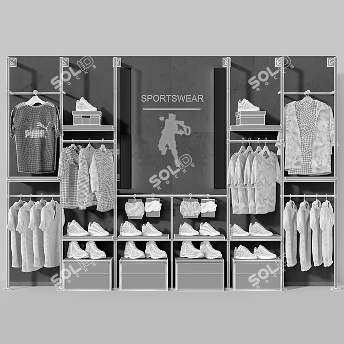 Sportswear & Footwear Retail Display Stand 3D model image 3