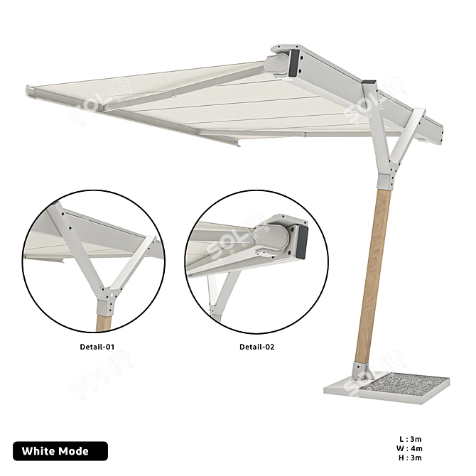 Outdoor Black and White Sunshade 3D model image 1