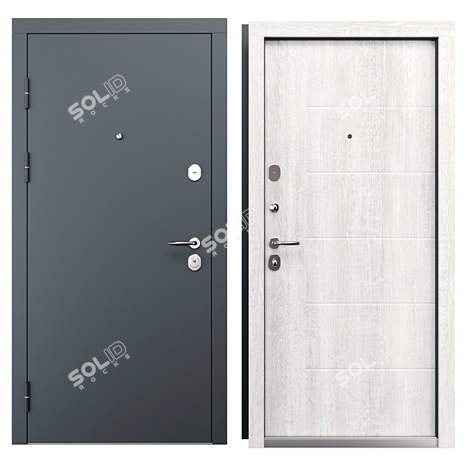 Barz Metal Entry Door Set 3D model image 3