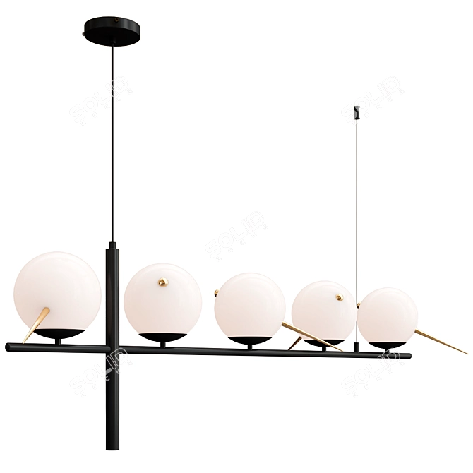 Modern Black Base Branch Chandelier 3D model image 1