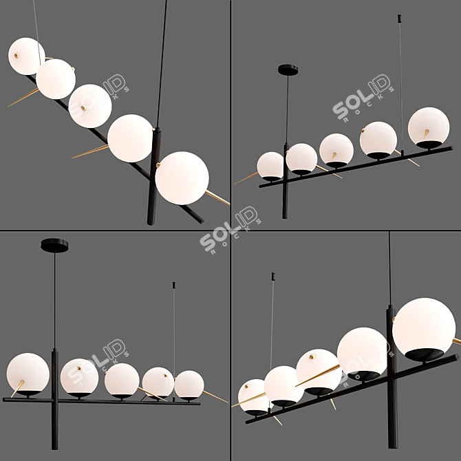 Modern Black Base Branch Chandelier 3D model image 2