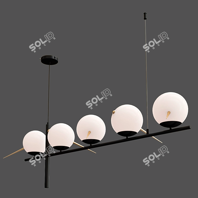 Modern Black Base Branch Chandelier 3D model image 5