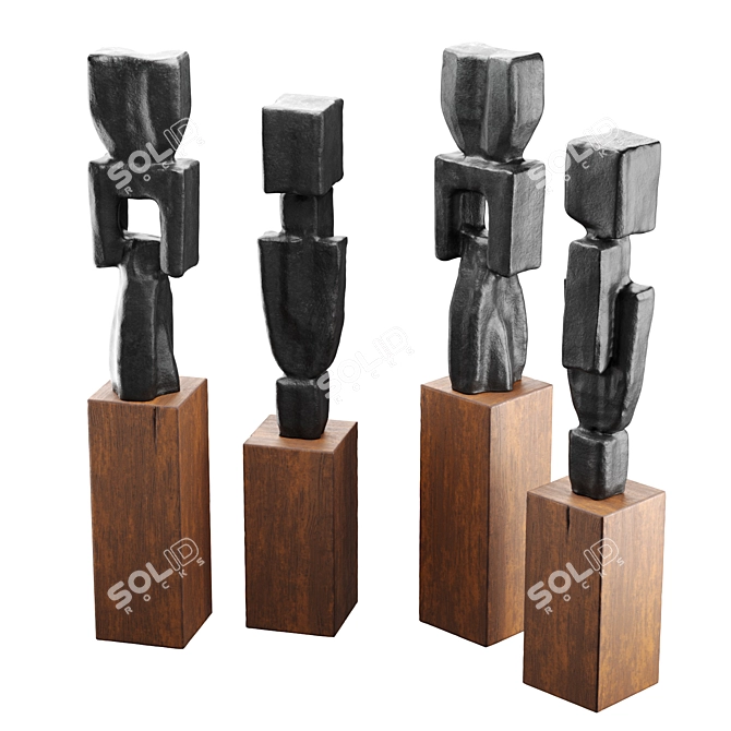 Sculptural Modern Art Figures 3D model image 2