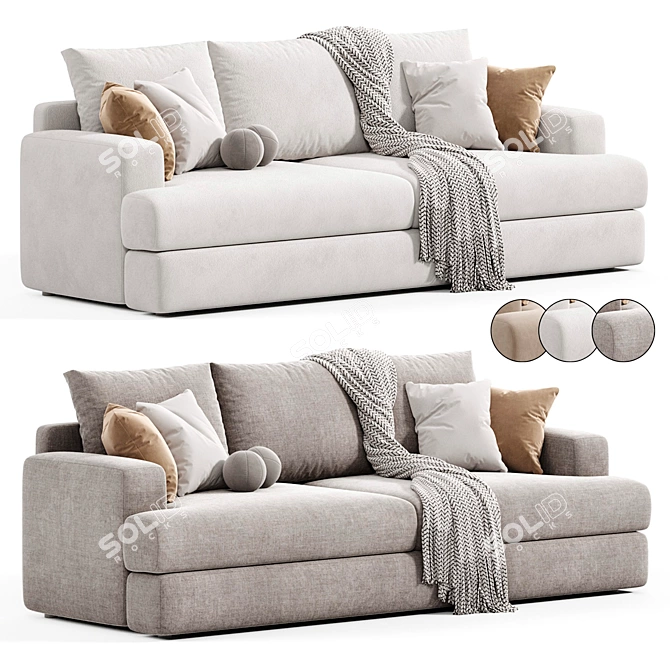 Contemporary Viola Fabric Sofa 3D model image 1