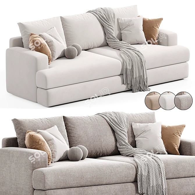 Contemporary Viola Fabric Sofa 3D model image 3