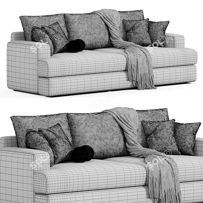 Contemporary Viola Fabric Sofa 3D model image 5