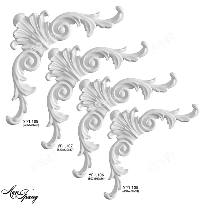 Custom Gypsum Corner Decor Elements 3D model image 2