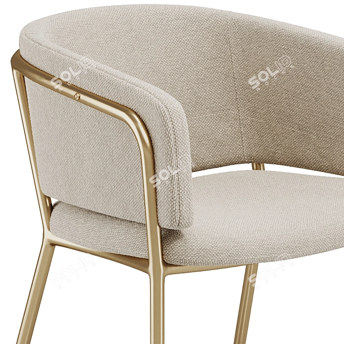 Modern Beige Chenille Chair with Gold Finish 3D model image 5