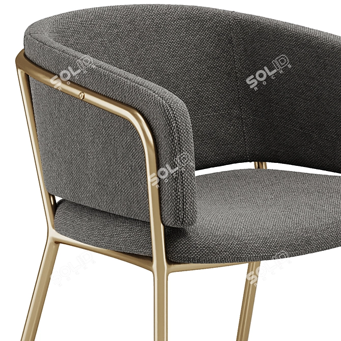 Modern Beige Chenille Chair with Gold Finish 3D model image 6