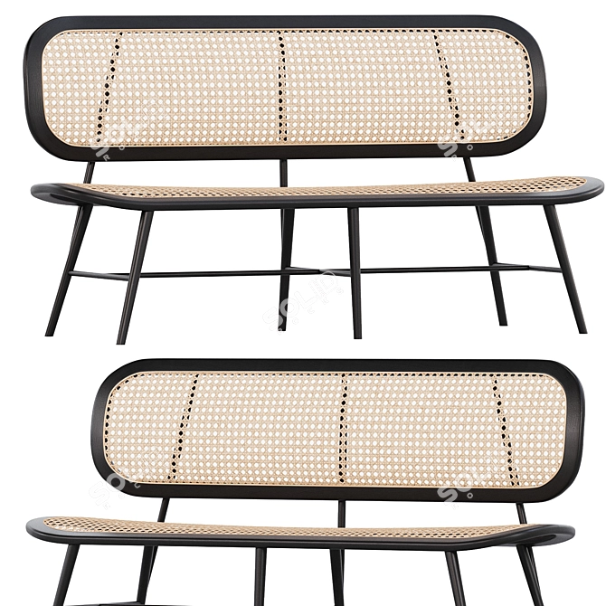 Elegant Rattan Wicker Outdoor Seating 3D model image 1