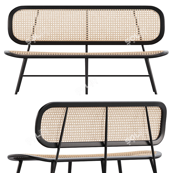 Elegant Rattan Wicker Outdoor Seating 3D model image 2