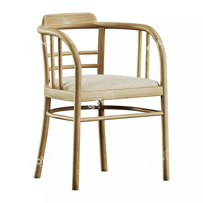 Retro Beech Wood Chairs Set 3D model image 2