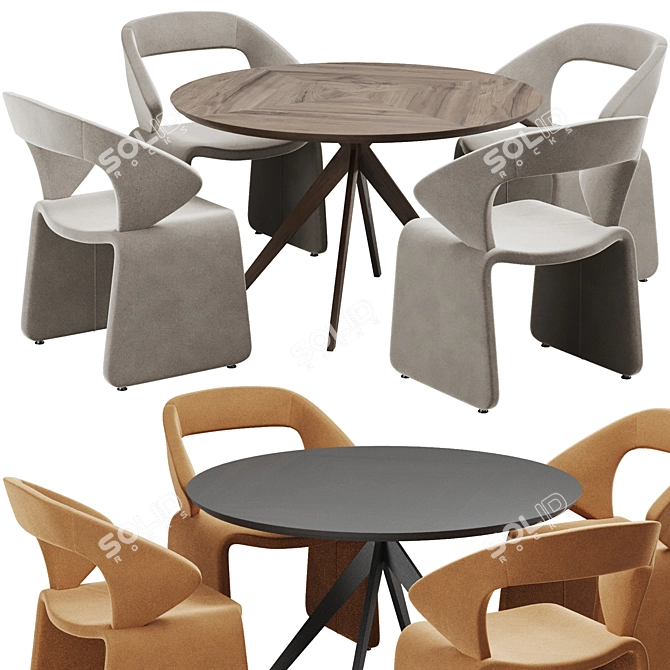 Sleek Modern Dining Set 3D model image 1