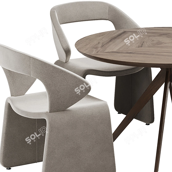 Sleek Modern Dining Set 3D model image 2