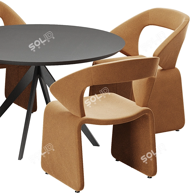 Sleek Modern Dining Set 3D model image 3