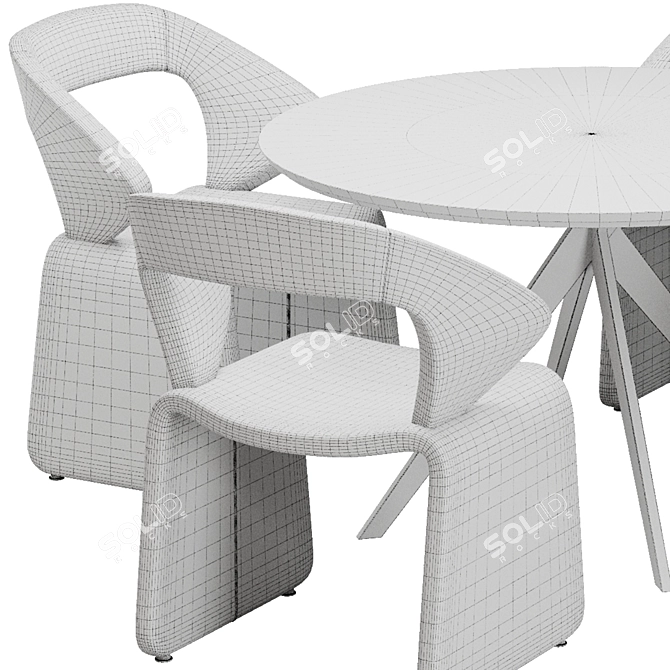 Sleek Modern Dining Set 3D model image 4