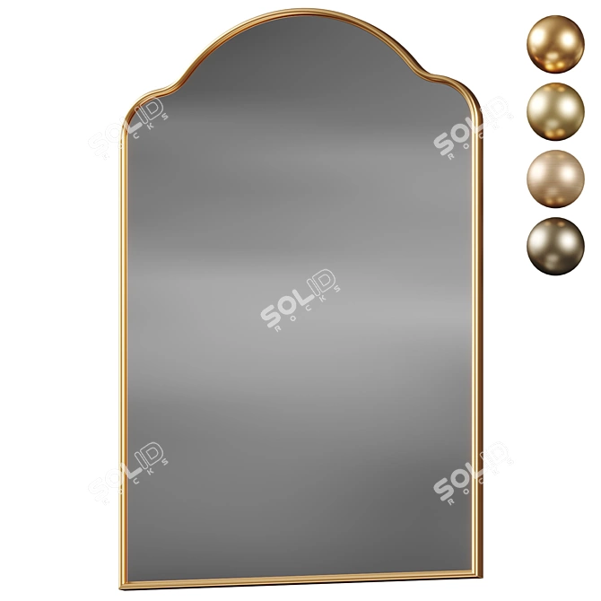 Elegant Arched Brass Mirror 3D model image 1