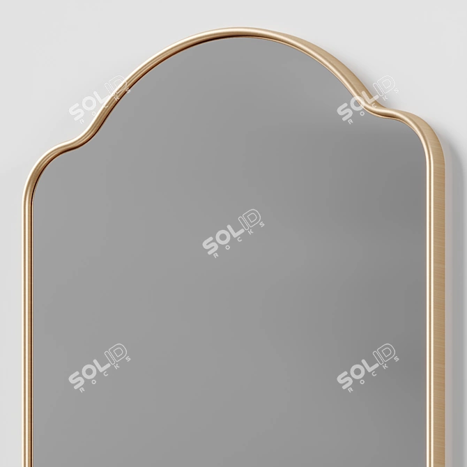 Elegant Arched Brass Mirror 3D model image 2