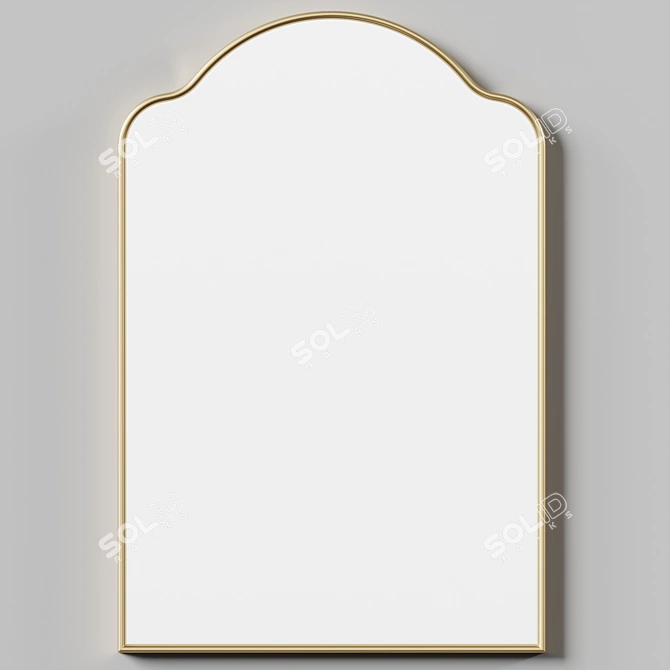 Elegant Arched Brass Mirror 3D model image 3