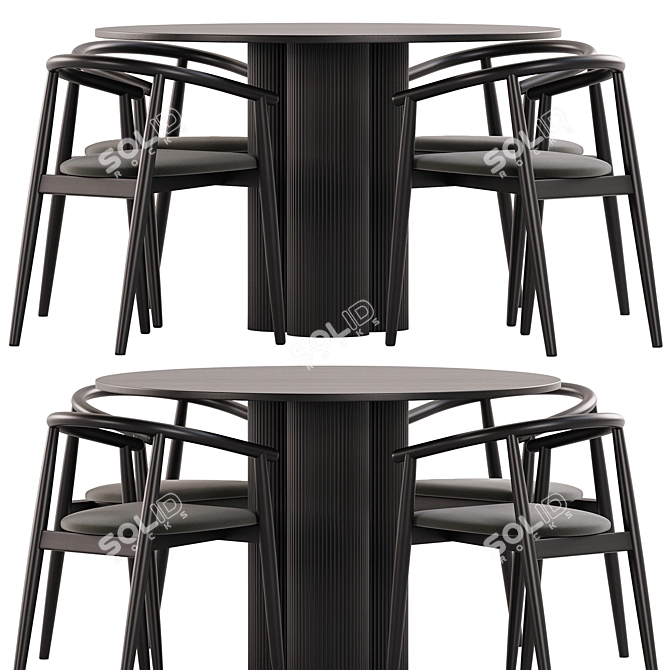 Modern Black Dining Set 12 3D model image 1