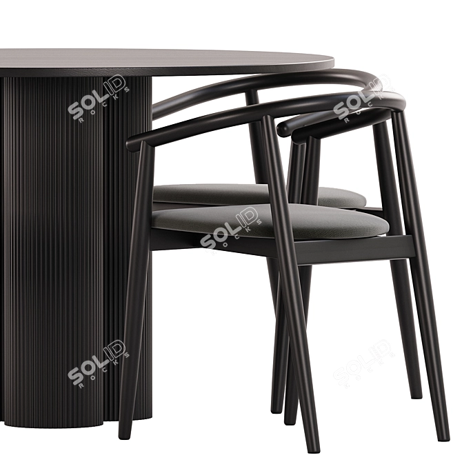 Modern Black Dining Set 12 3D model image 2