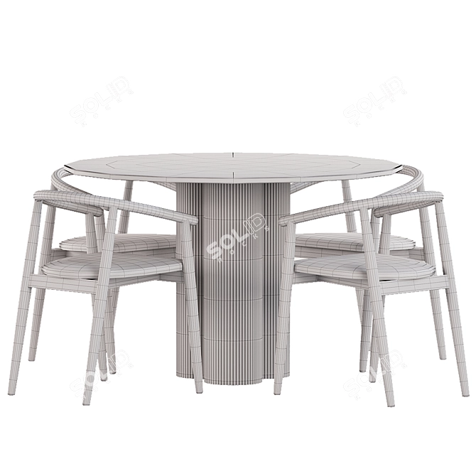 Modern Black Dining Set 12 3D model image 4