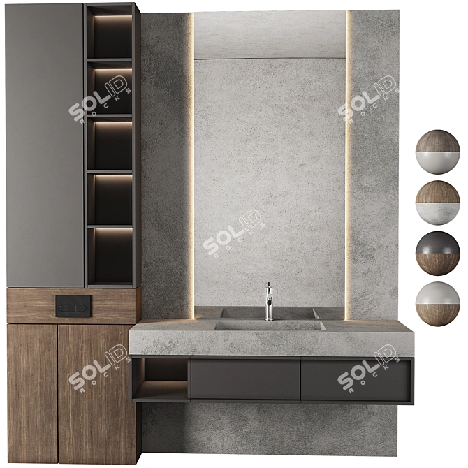 Modern Bathroom Furniture Set 13 3D model image 3