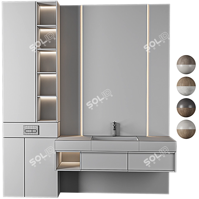 Modern Bathroom Furniture Set 13 3D model image 7