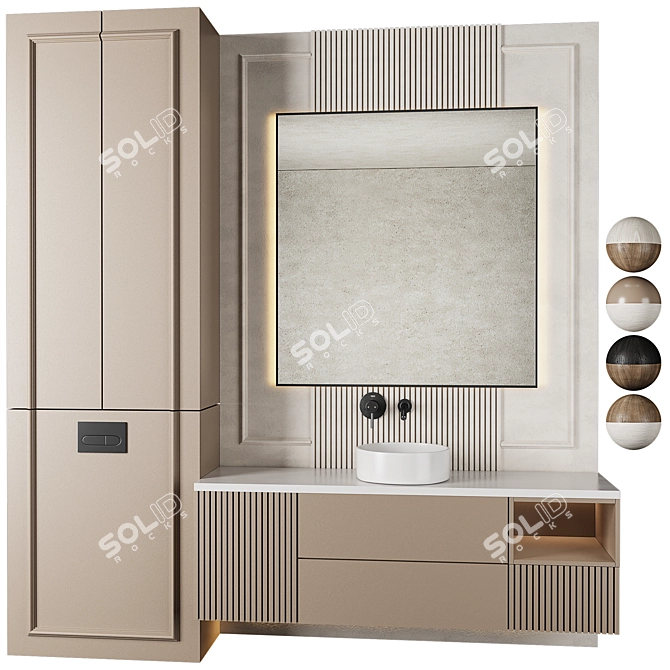 Modern Bathroom Furniture Set 12 3D model image 2