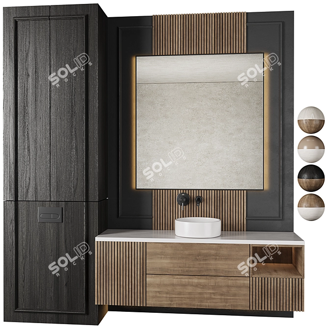 Modern Bathroom Furniture Set 12 3D model image 3