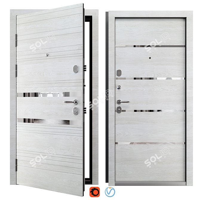 High-Security Metal Entry Door 3D model image 1