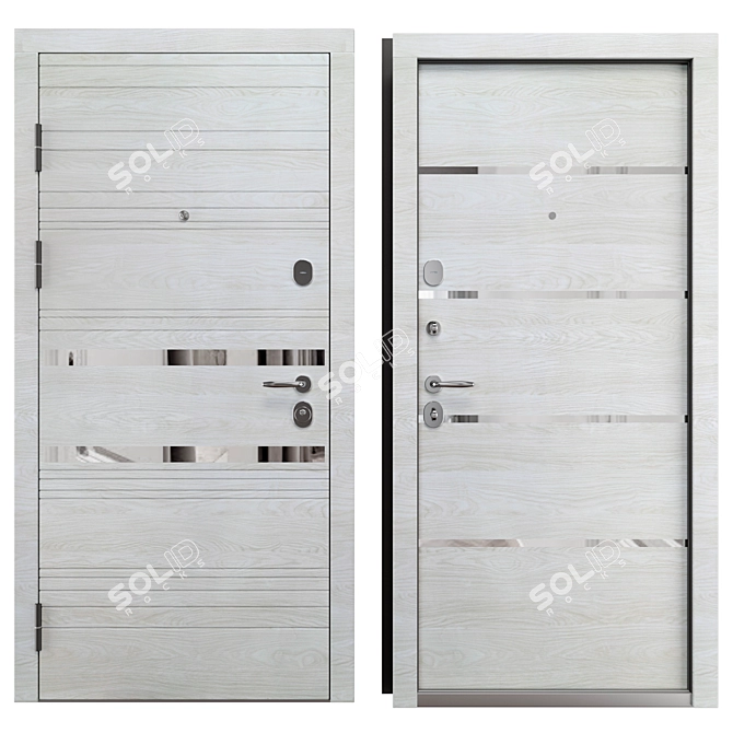 High-Security Metal Entry Door 3D model image 3