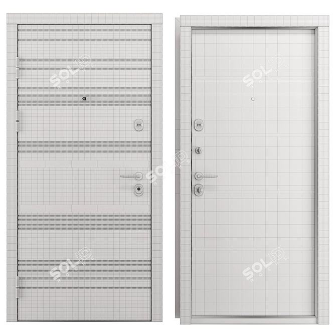 High-Security Metal Entry Door 3D model image 4