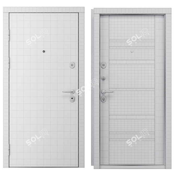 Modern Metal Entry Door Set 3D model image 4