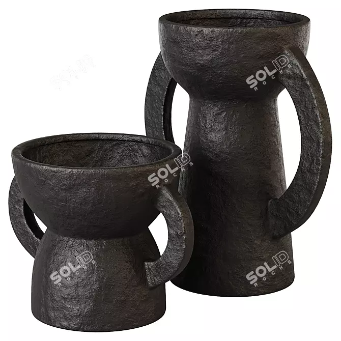 Amphora Ceramic Vases Set 3D model image 2