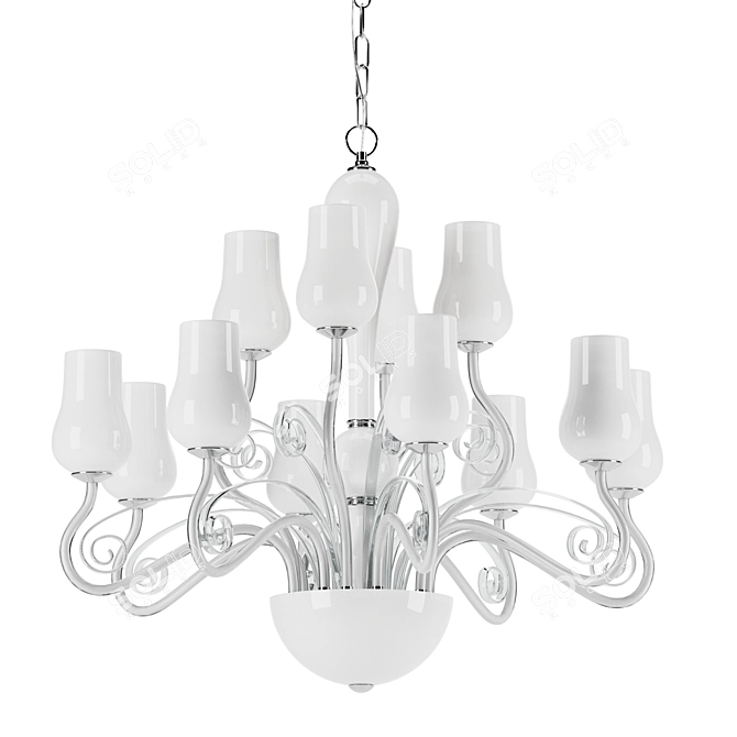 Ethereal Charm Blown Glass Chandelier 3D model image 1