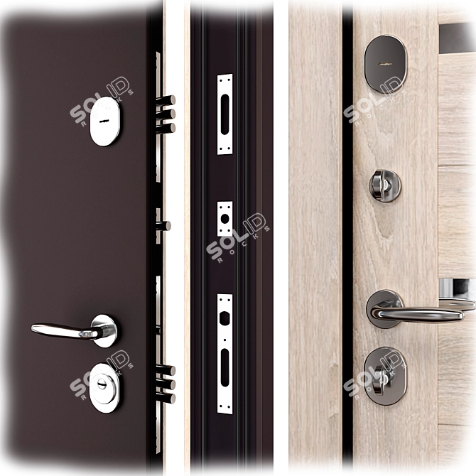 Luxury Metal Door Set, 900x2050mm 3D model image 2