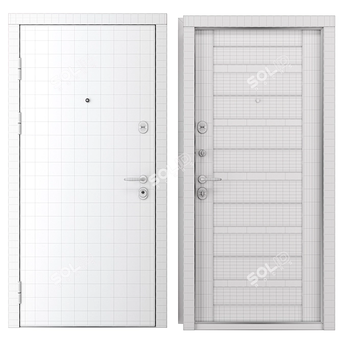 Luxury Metal Door Set, 900x2050mm 3D model image 4