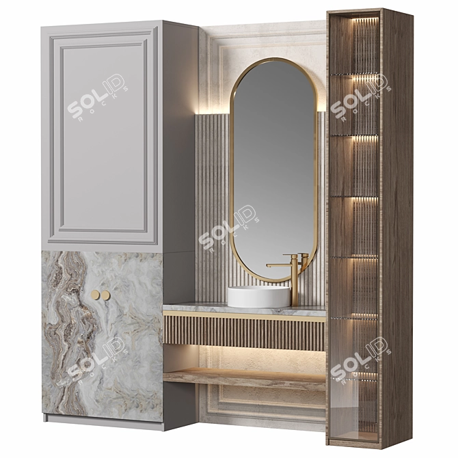 Modern Modular Bathroom Cabinet Set 3D model image 2