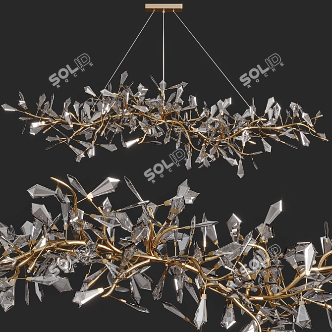 Modern Brass Crystal Chandelier 3D model image 1