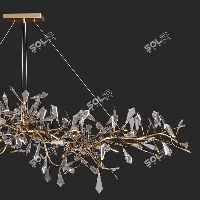 Modern Brass Crystal Chandelier 3D model image 2