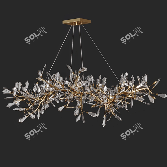 Modern Brass Crystal Chandelier 3D model image 3