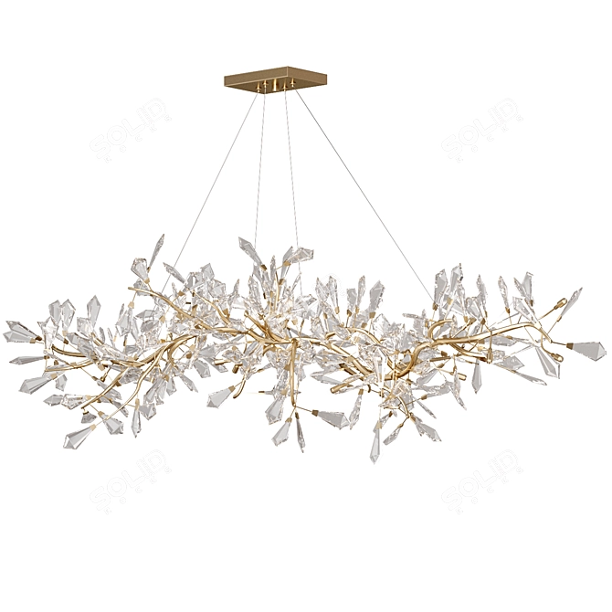 Modern Brass Crystal Chandelier 3D model image 5