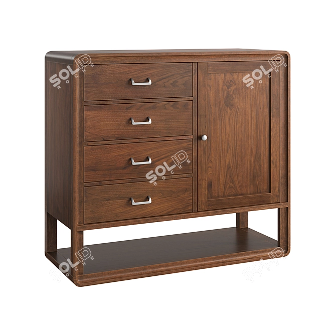 Walnut Veneer Hardwood Chicago Chest 3D model image 1