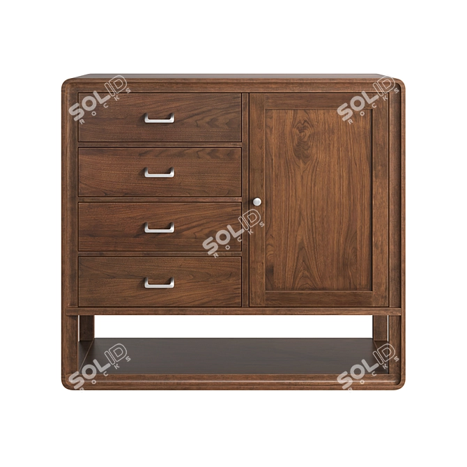 Walnut Veneer Hardwood Chicago Chest 3D model image 2