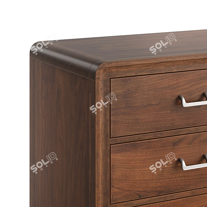 Walnut Veneer Hardwood Chicago Chest 3D model image 3