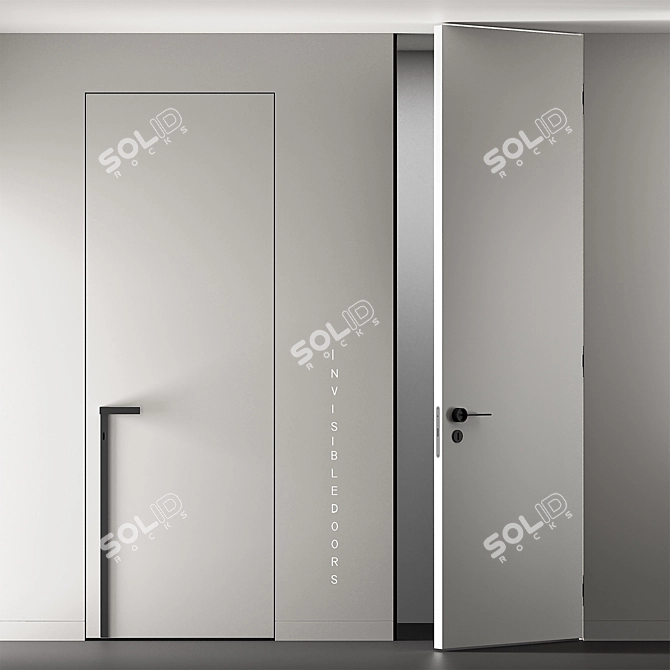  Sleek Invisible Door with Handles 3D model image 7