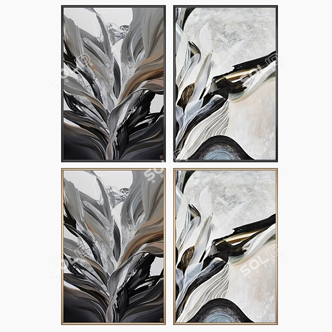 Modern Art Set with Frames 3D model image 2